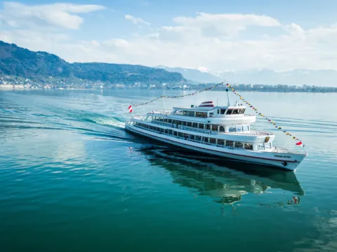 Vorarlberg Lines Bodenseeschifffahrt Das Schiff der Vorarlberg Lines auf dem Bodensee